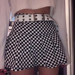 checkered mini skirt